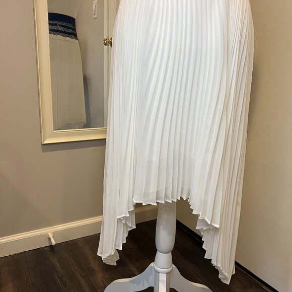 BCBGMaxAzria "Adelyn" Off White Sleeveless Pleated Skirt Lace Trim Dress, Size 4 - Picture 6 of 16